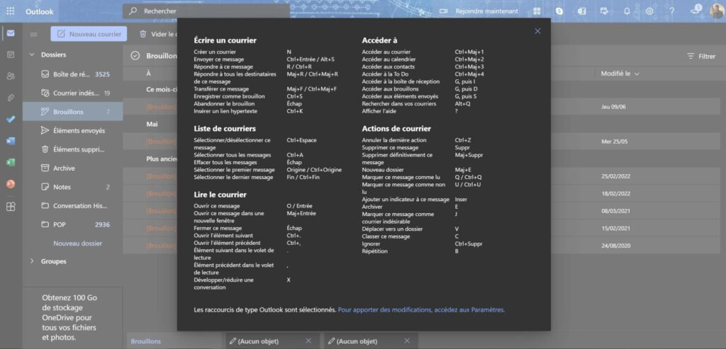 Outlook web gérer boîte mail