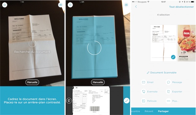 applications pour scanner un document