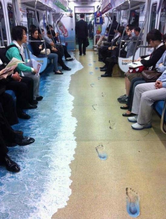 Guérilla marketing dans un metro