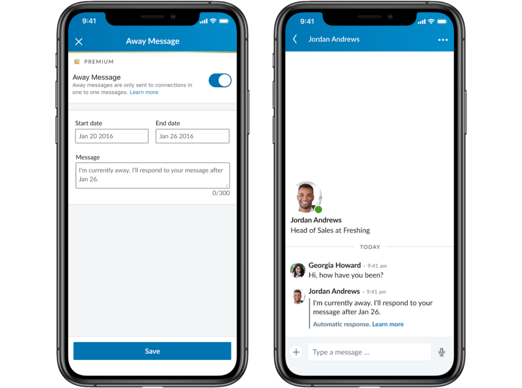 configurer un message d'absence sur LinkedIn