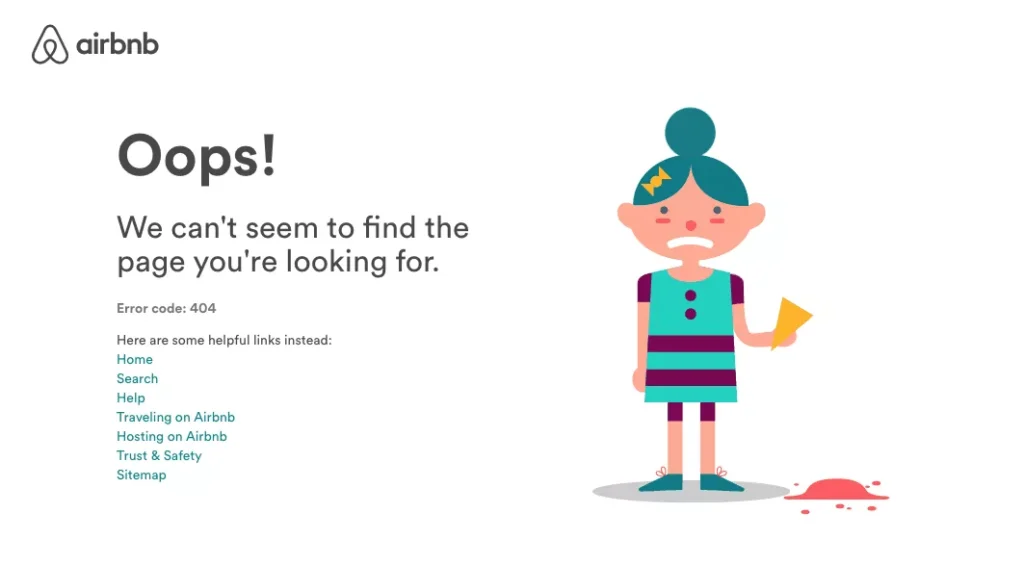 Airbnb page d’erreur 404
