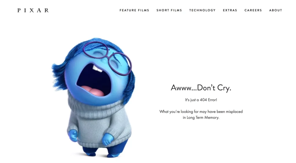 Pixar page d’erreur 404