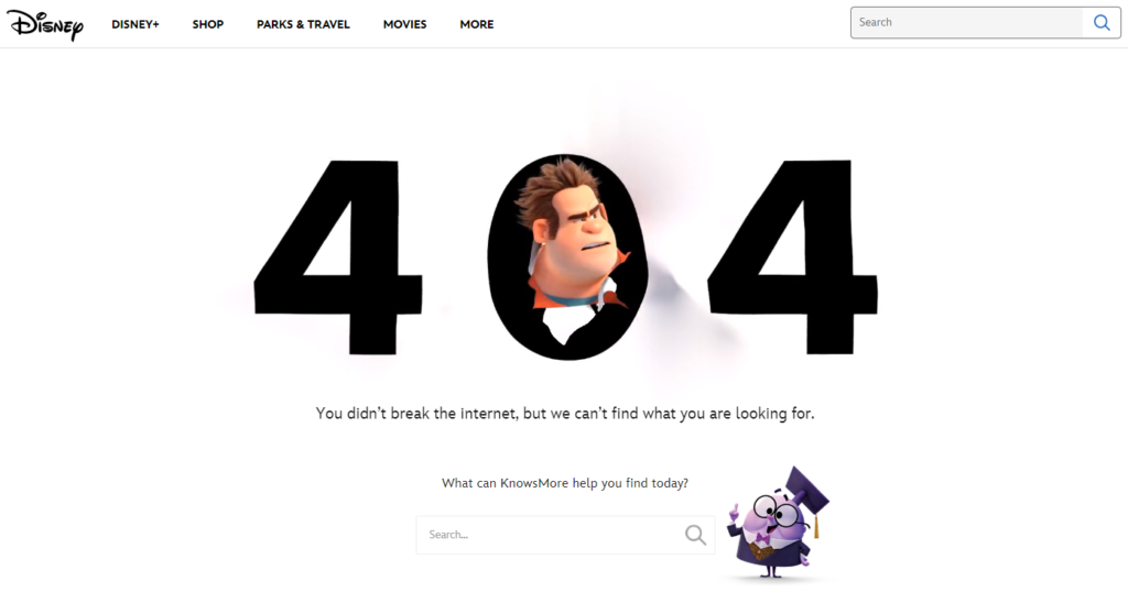 Disney page d’erreur 404