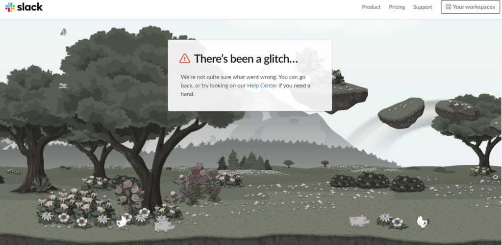 Slack page d’erreur 404