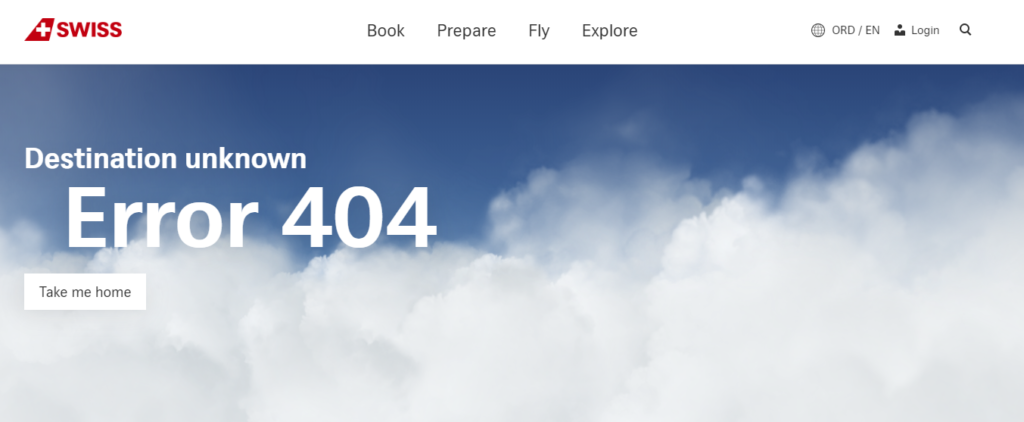 Swiss page d’erreur 404