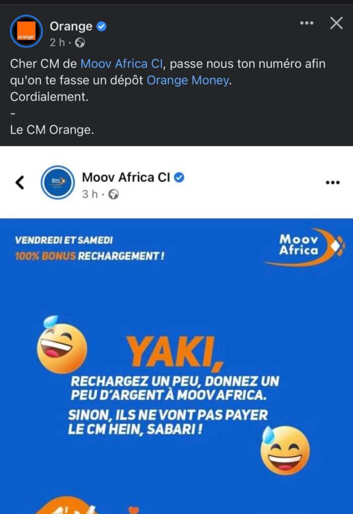 Buzz des Community Managers suite à un post du CM de Moov Africa CI