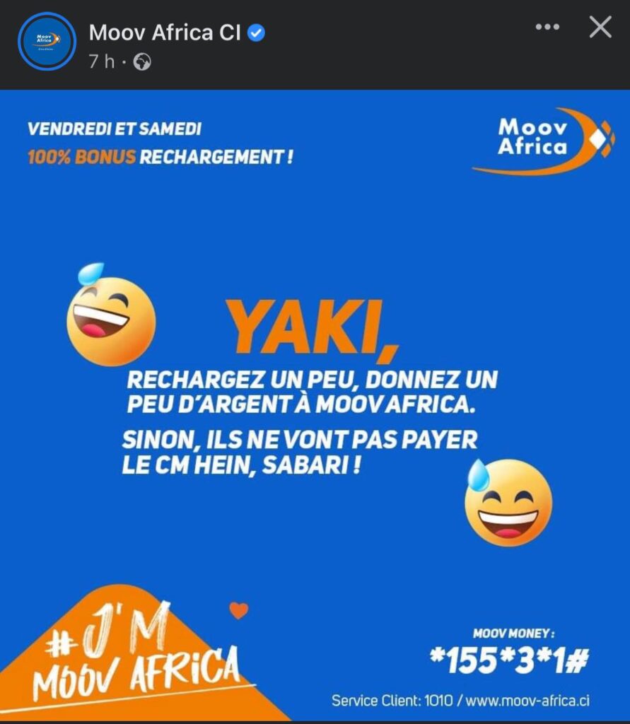Buzz des Community Managers suite à un post du CM de Moov Africa CI