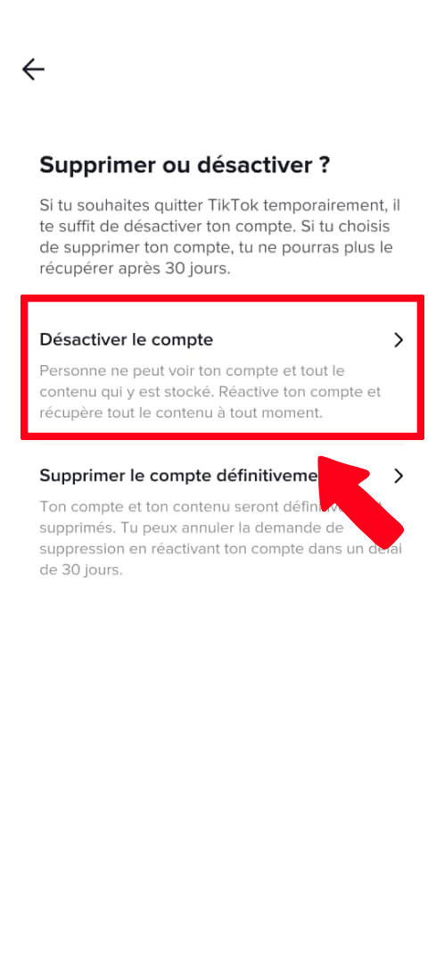 comment désactiver votre compte TikTok sur smartphone