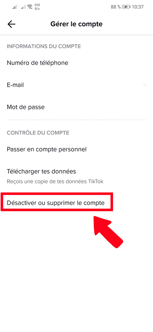 comment désactiver votre compte TikTok sur smartphone