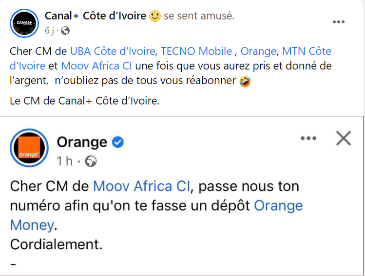 Buzz des Community Managers suite à un post du CM de Moov Africa CI