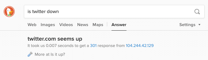 DuckDuckGo site is down