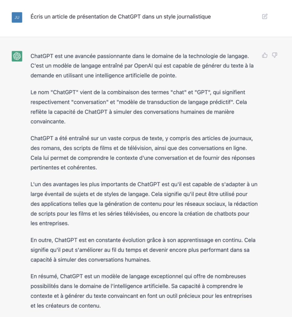 ChatGPT l'intelligence artificielle