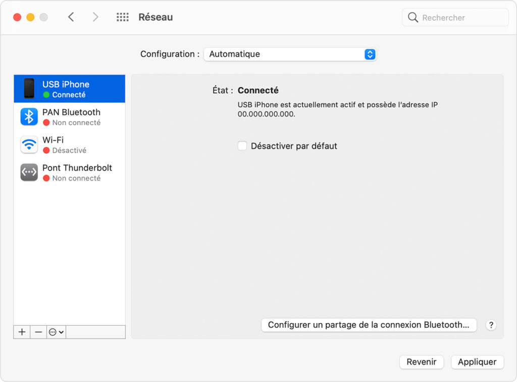 faire un partage de connexion