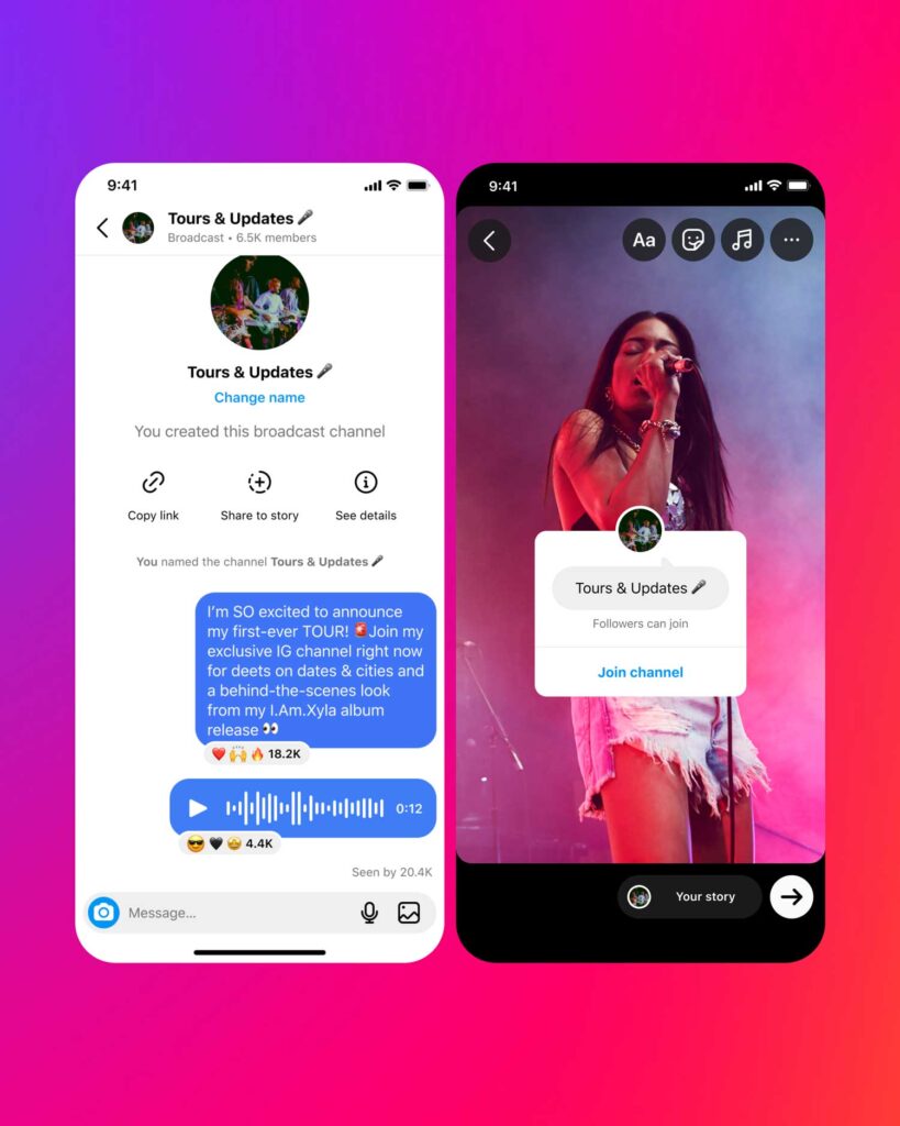 Instagram lance Broadcast Channels