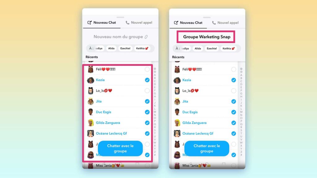 comment créer groupe Snapchat