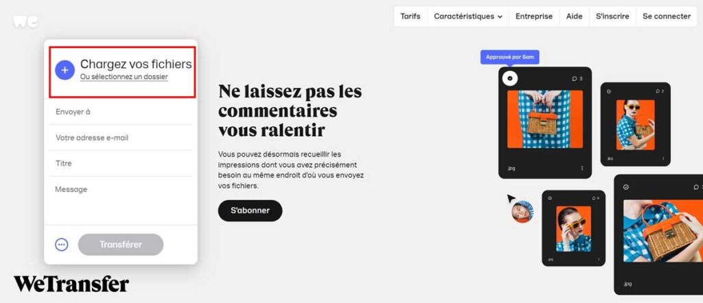 WeTransfer transférer fichiers volumineux