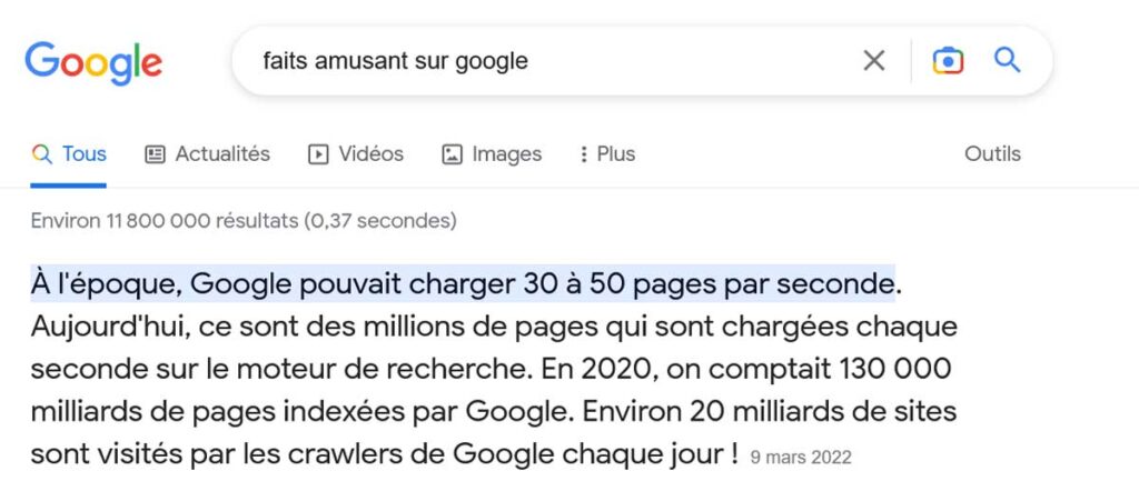 outil caché de Google