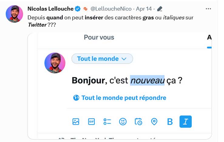 Tweets caractères Twitter Blue