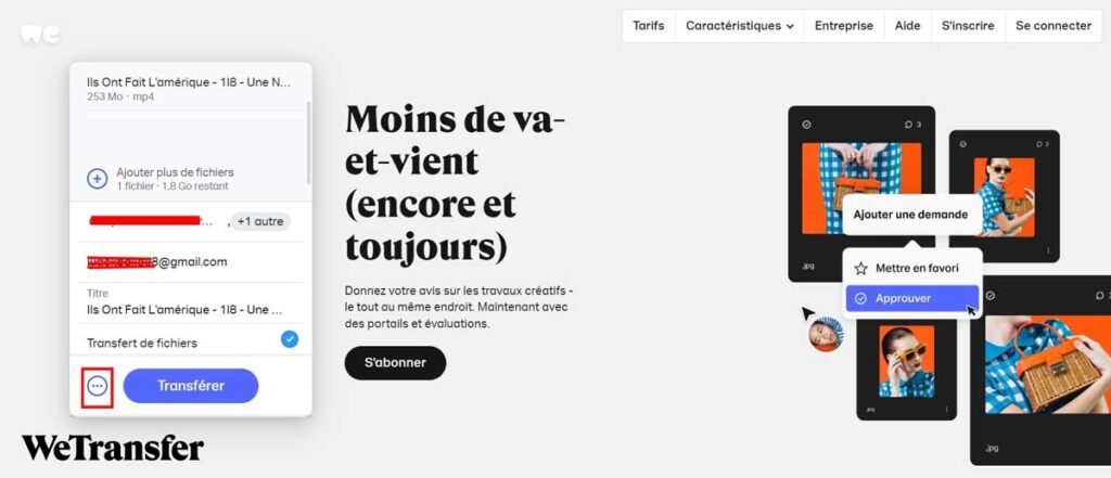 WeTransfer transférer fichiers volumineux