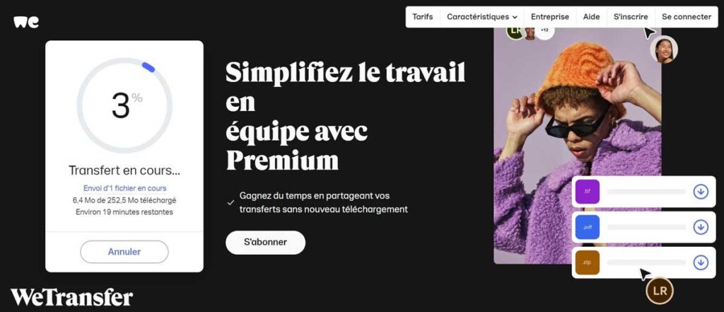 WeTransfer transférer fichiers volumineux