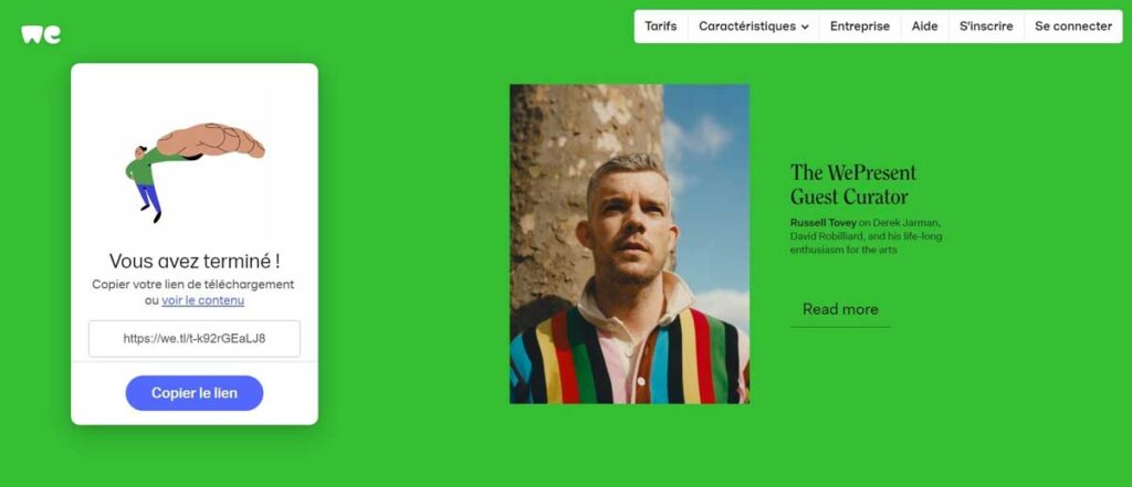 WeTransfer transférer fichiers volumineux