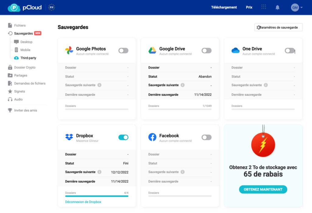 logiciels stocker données Cloud