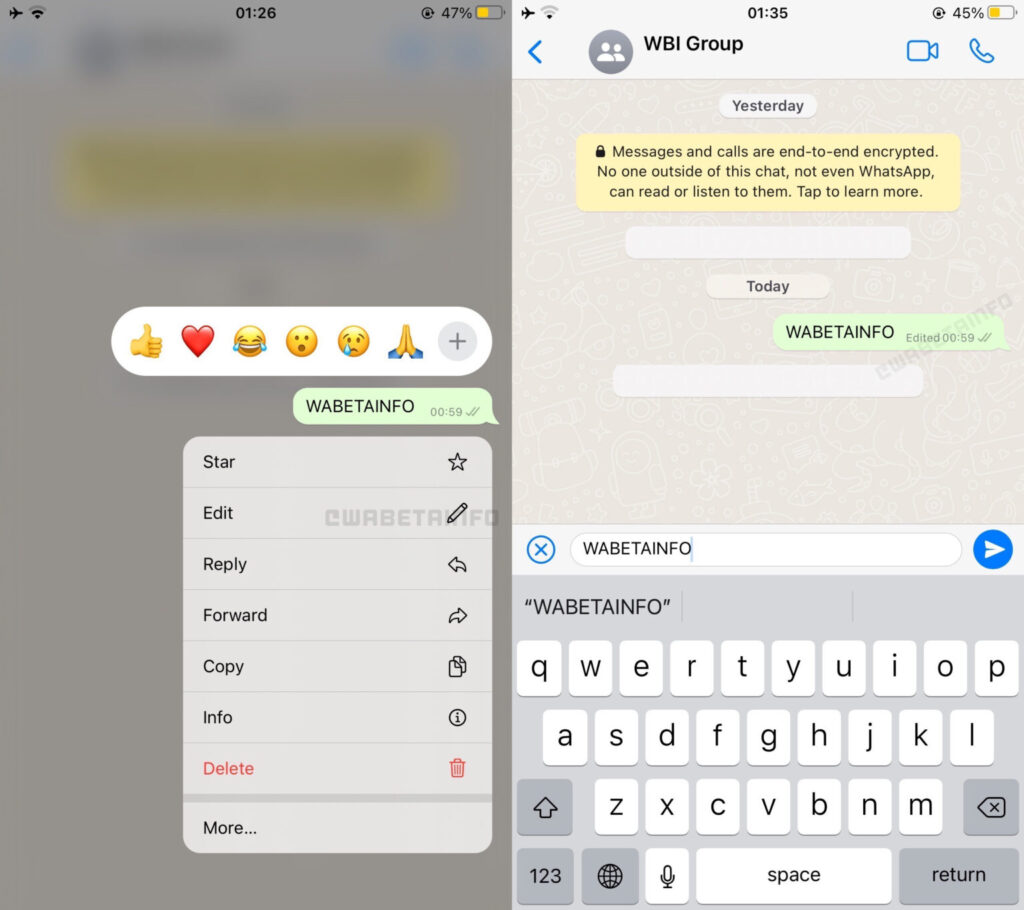 Modifier messages WhatsApp