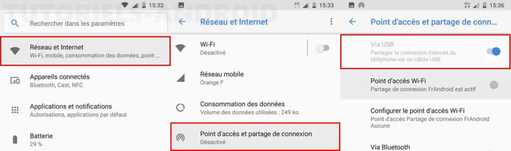 partager connexion internet Samsung