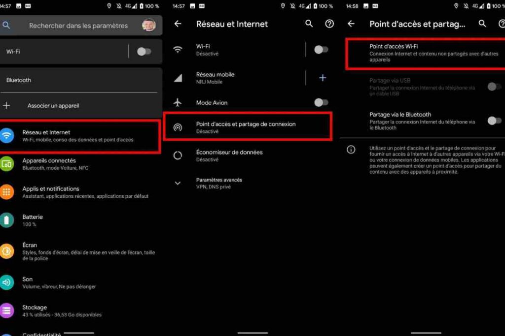 partager connexion internet Samsung