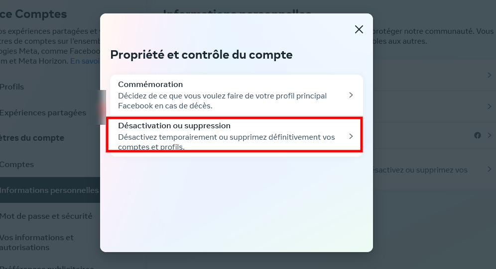 Comment supprimer compte Facebook