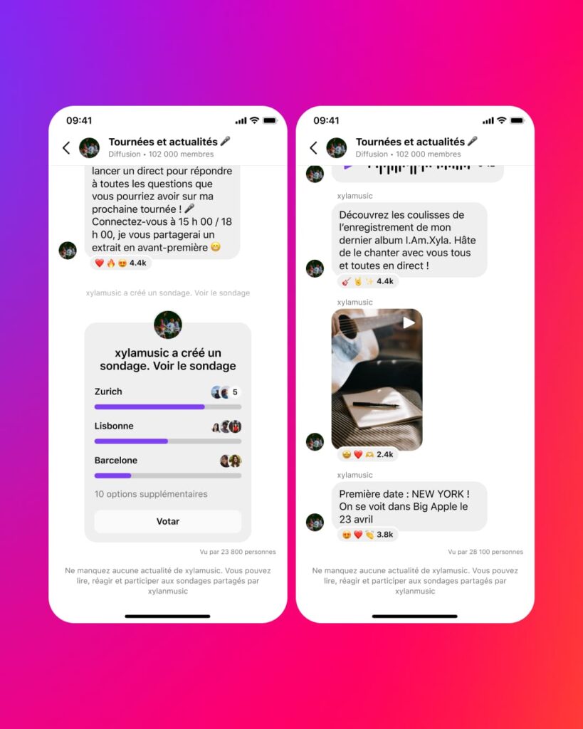 Instagram déploiement canaux de diffusion