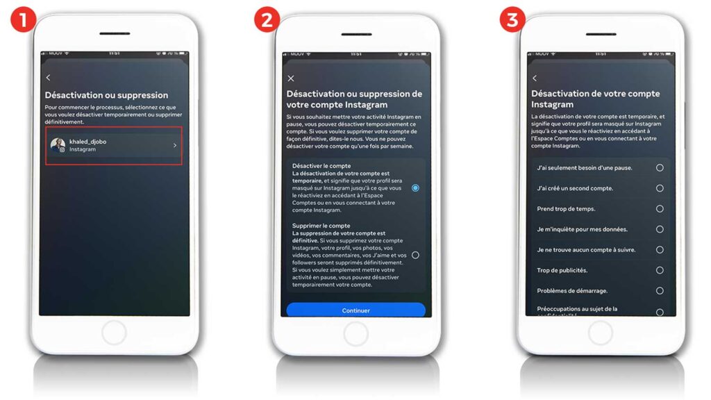 Supprimer désactiver compte Instagram