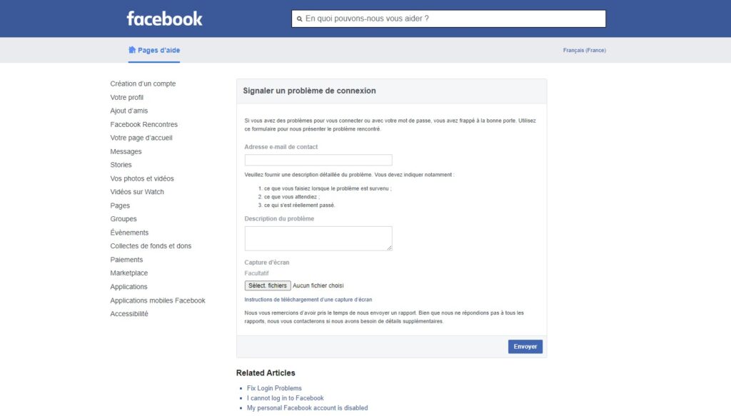 récupérer compte Facebook