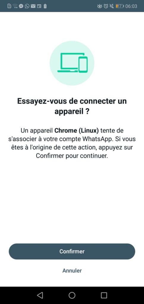 Saisir le code WhatsApp