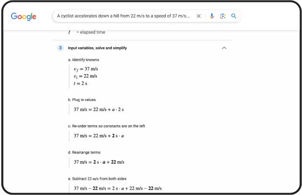 Google résoudre exercices de maths