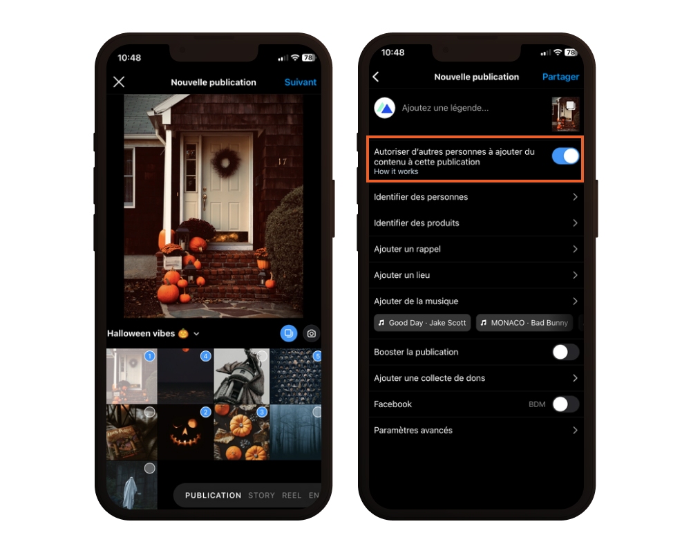 Instagram carrousels collaboratifs