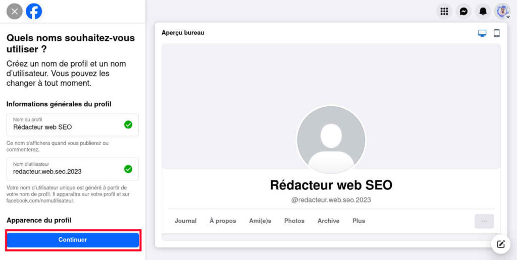 Créer votre profil Facebook sur Ordinateur