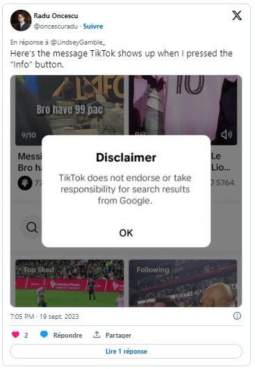 TikTok recherche Google