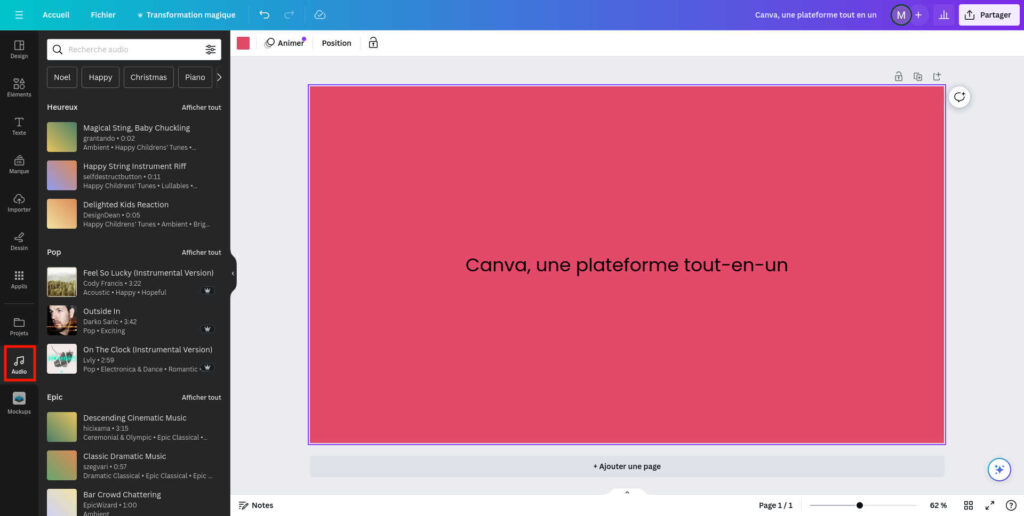 Canva bibliothèque musicale