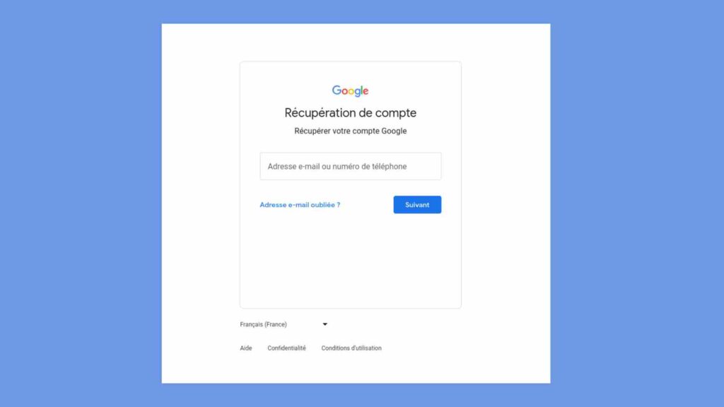 Récupérer mot de passer compte Gmail