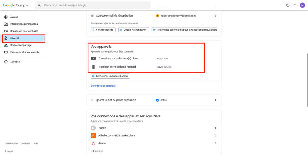 récupérer compte Google Gmail