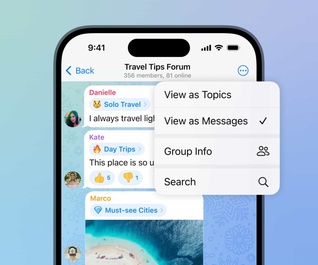 Telegram nouvelles fonctionnalités