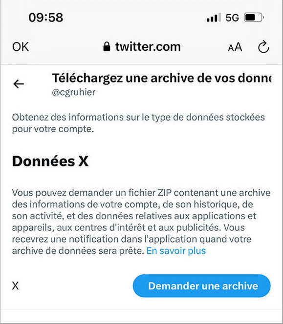 Récupérer données sur X