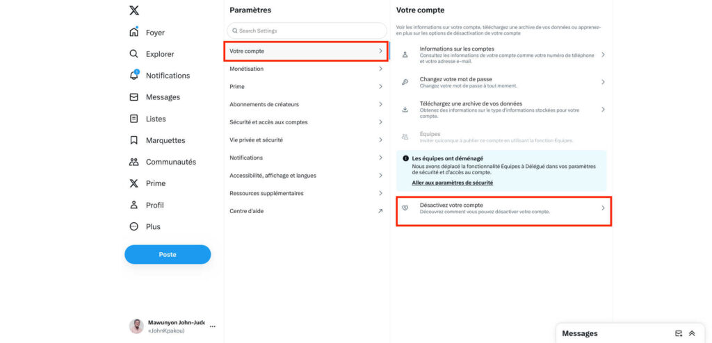 Comment supprimer ou désactiver votre compte X sur ordinateur