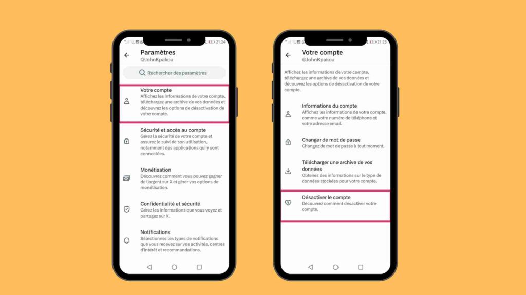 désactiver ou supprimer compte X sur mobile