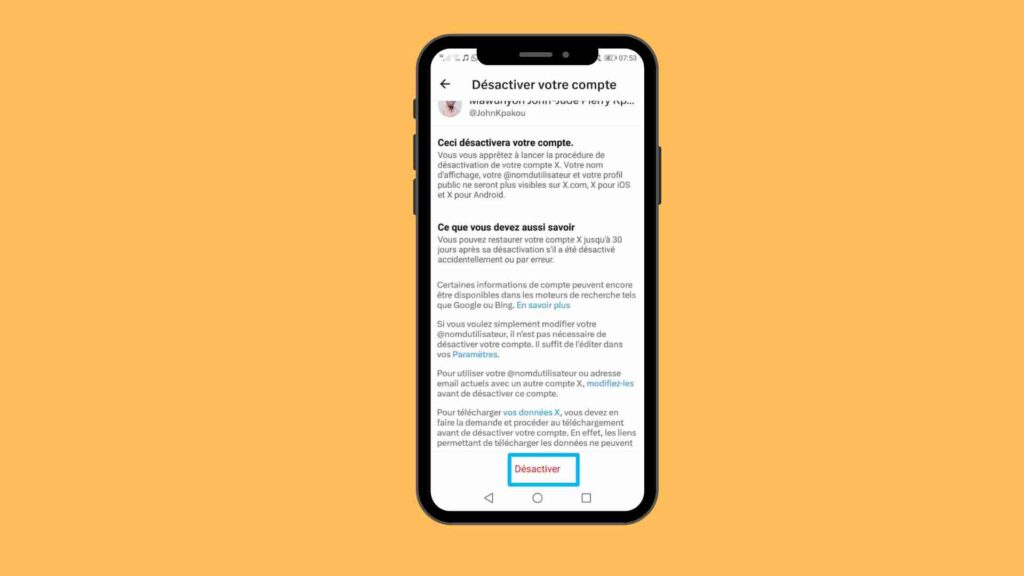 désactiver ou supprimer compte X sur mobile