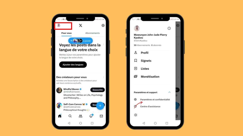 Télécharger vos données X sur mobile
