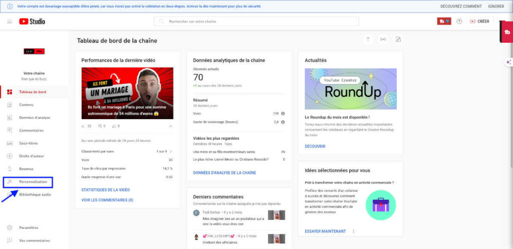 changer nom de chaine youtube