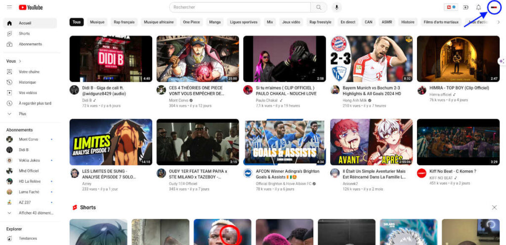 page d'accueil youtube