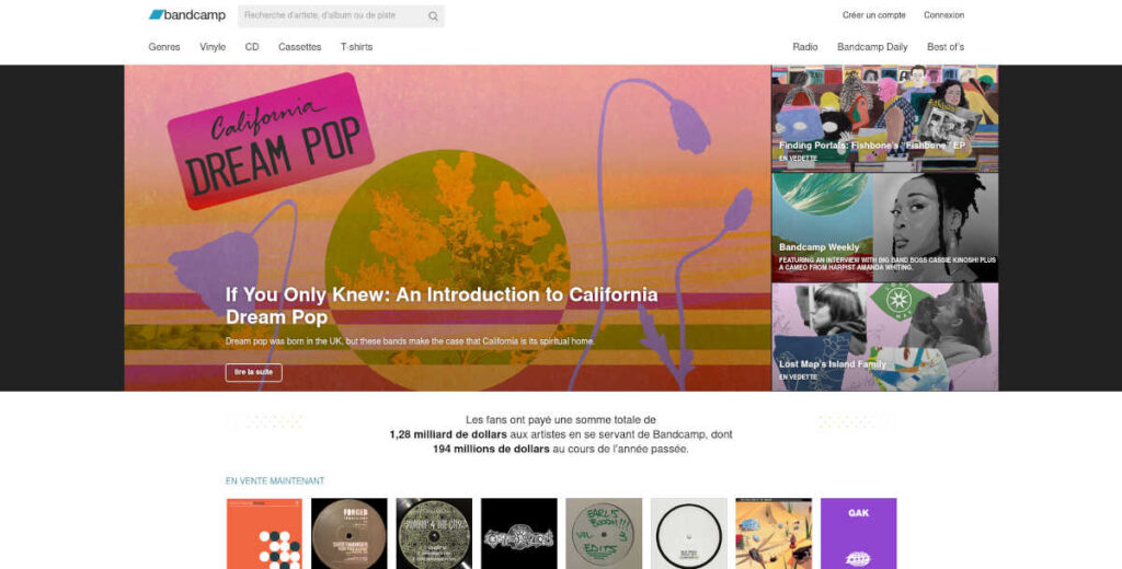 Bandcamp site pour télécharger musique MP3